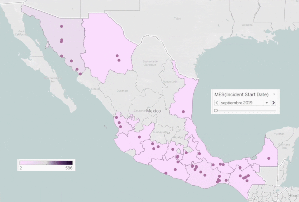Mapa de méxico que marca municipios donde los delitos van en incremento