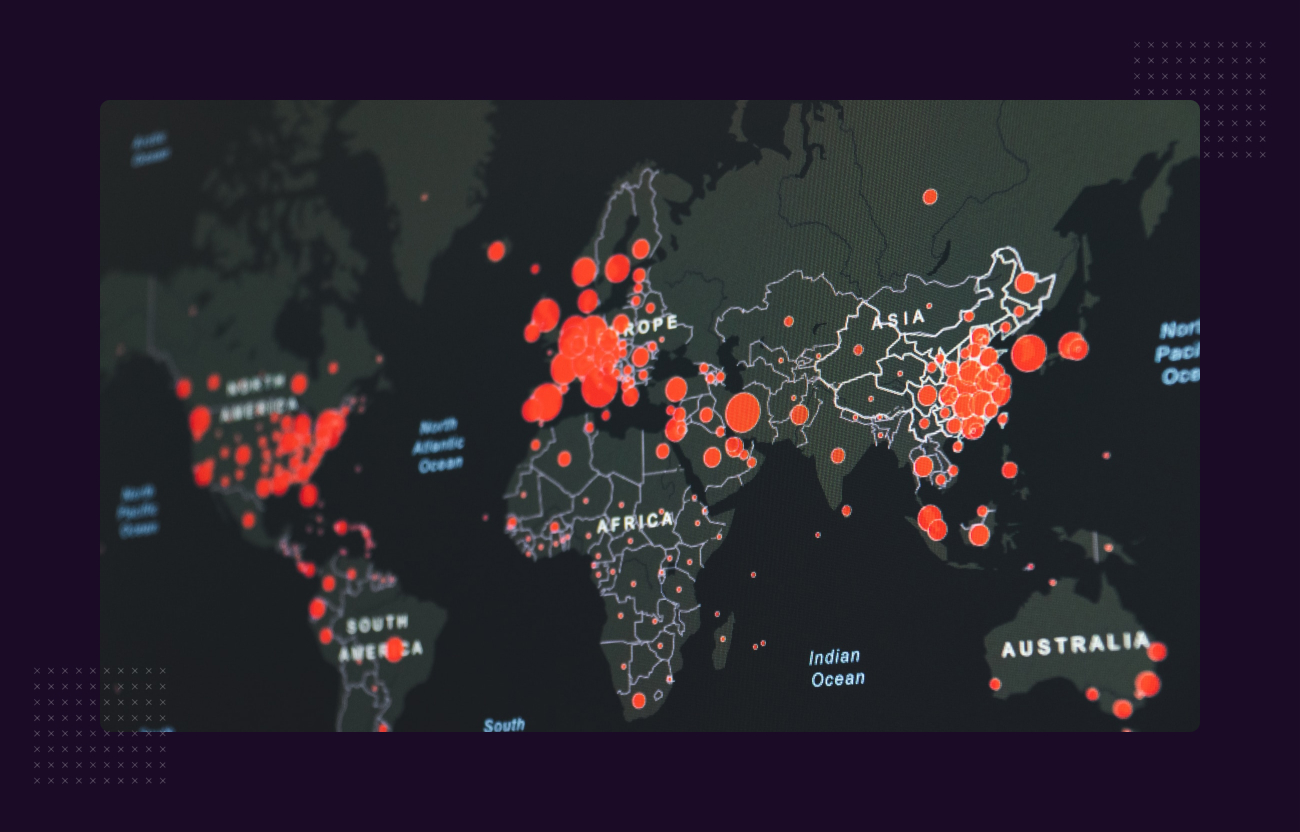 Mapa del planeta que indica zonas de alto riesgo en rojo